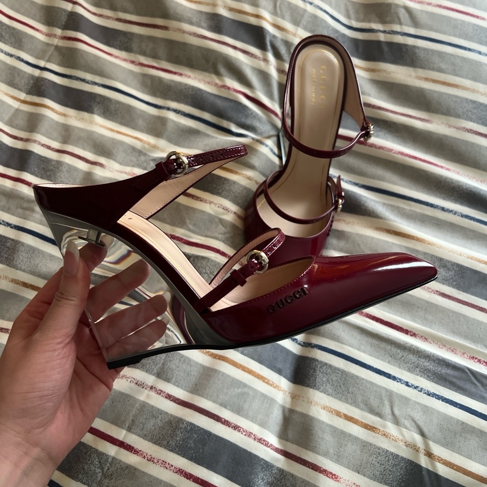 BNIB Gucci Burgundy Lucite Wedge - Picture 8 of 9